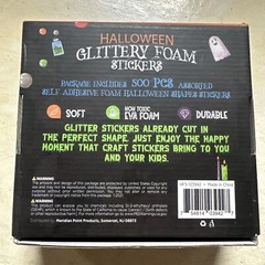 Halloween Glitter Foam Craft Stickers, 500 Pcs Self-Adhesive Party Supplies Deco