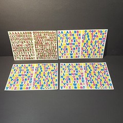 4 Sheets Creative Memories Stickers Blue Yellow Pink Green LETTERS and NUMBERS