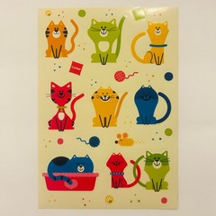 Vintage Retro Sticker Sheets NEW & UNSTUCK Y2K Colorful Kitty Cats Felines 3 pk