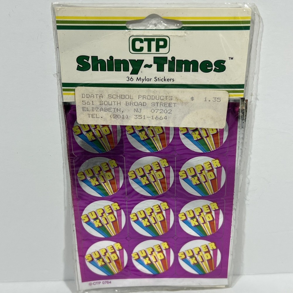 Vintage 80s Stickers CTP Foil Mylar Super Kid Pack of 36 Shiny~Time Mirror NOS