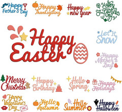 15PCS Holiday Word Die Cuts for Card Making Happy Birthday Die Cuts