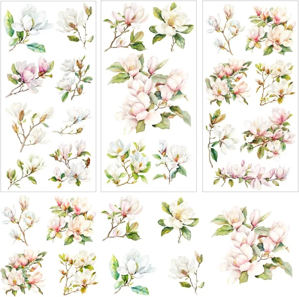 3 Sheet Floral Furniture Transfers 6″x12″ Rub on Vintage Flower Rub on Transfers