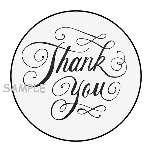 30 THANK YOU ENVELOPE SEALS LABELS STICKERS 1.5″ ROUND PARTY FAVOR black & white