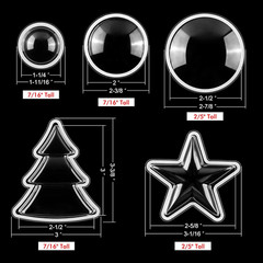 50Pack Dimensional Shaker Domes for Card Making Semicircle Stars Christmas Trees