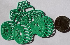 SWIRL MONSTER TRUCK Die-Cuts (3pc)Men•Kids•Dirty•Toy•Mud Bogging•Big Tire•Lights