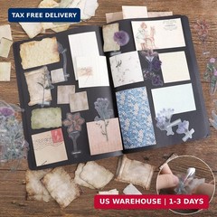 GNILLKO 445 PCS Vintage Scrapbook Paper Journaling Scrapbooking Supplies Kit Aes
