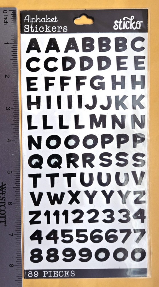 Alphabet Stickers/ Funhouse Black Metallic/ 89 pieces / Sticko