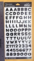 Alphabet Stickers/ Funhouse Black Metallic/ 89 pieces / Sticko