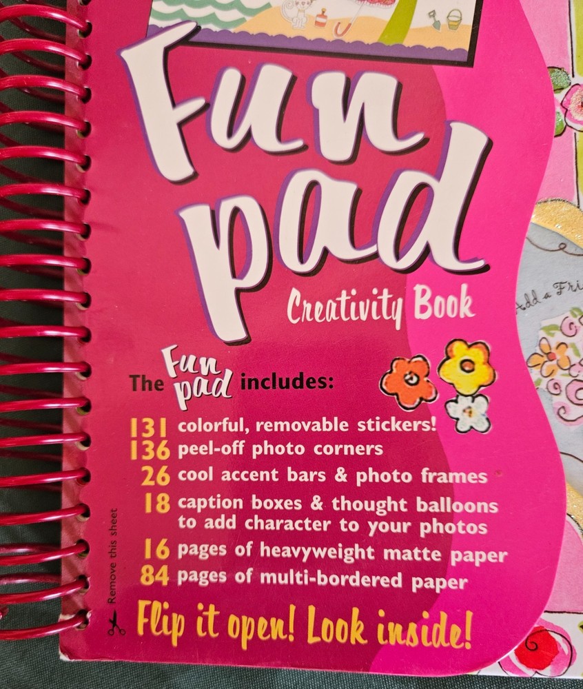 Fun Pad ,Spiral Craft Creativity Activity Book Scrapbooking Stickers 100 pages