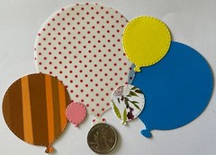 STITCHED BALLOON ASST. Die-Cut Set(6pc)Birthday Party •Solid & Patterned Papers•