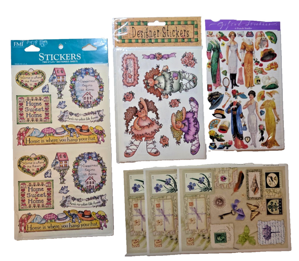 Vintage sticker lot. fashion, girls, garden.