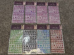 Lot Of 8 NEW Craft/scrapbooking Sticko Metallic Letters-pink/blue/green/orange
