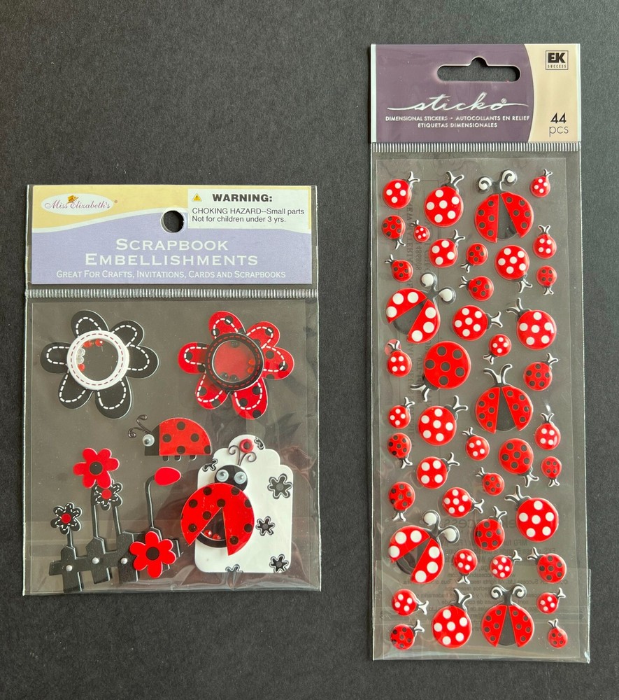 New Ladybug Stickers EK Success Sticko 44 pc Miss Elizabeth’s 5 pc Embellishment