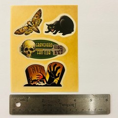 RETRO STICKER LOT Halloween SCREAM Scarecrow Moth Black cat Tombstone WITCH