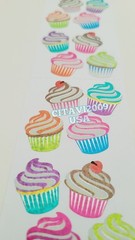 JILLSON & ROBERTS HAMBLY GLITTER STICKERS * FOOD DESSERT * MULTICOLOR CUPCAKES.