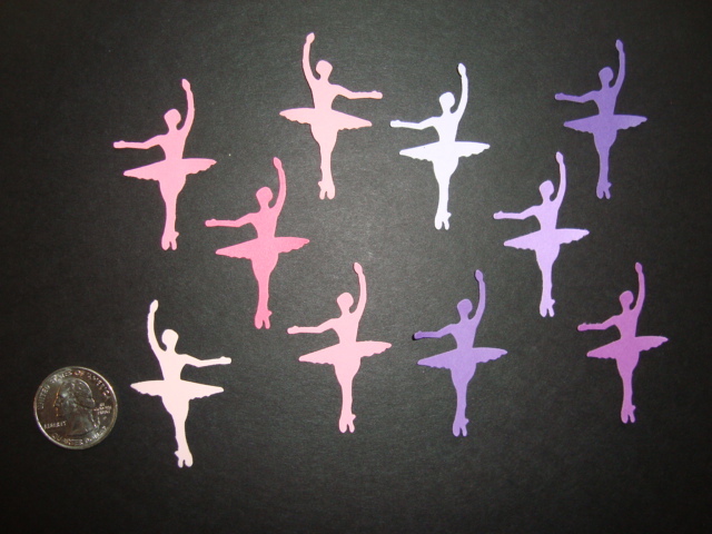 40 BALLET BALLERINA CONFETTI DIE CUTS PUNCHES PINK AND PURPLE