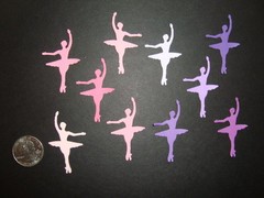 40 BALLET BALLERINA CONFETTI DIE CUTS PUNCHES PINK AND PURPLE