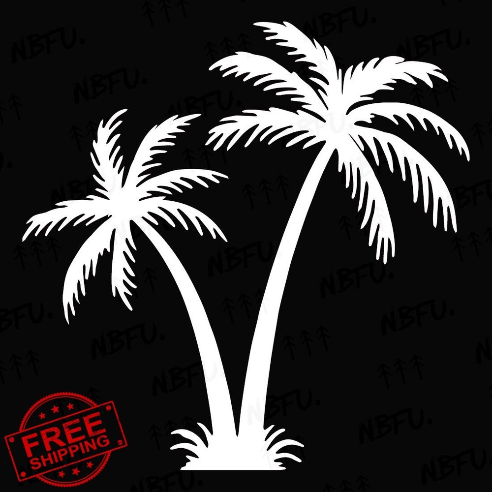 NBFU 5.6″ Palm Tree Tropical White Stickers Set of 2