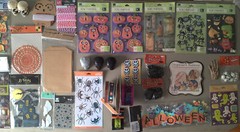 Halloween Lot Of 38 Mixed Crafts Stickers Ribbon Scrapbooking Treat Bags Decor