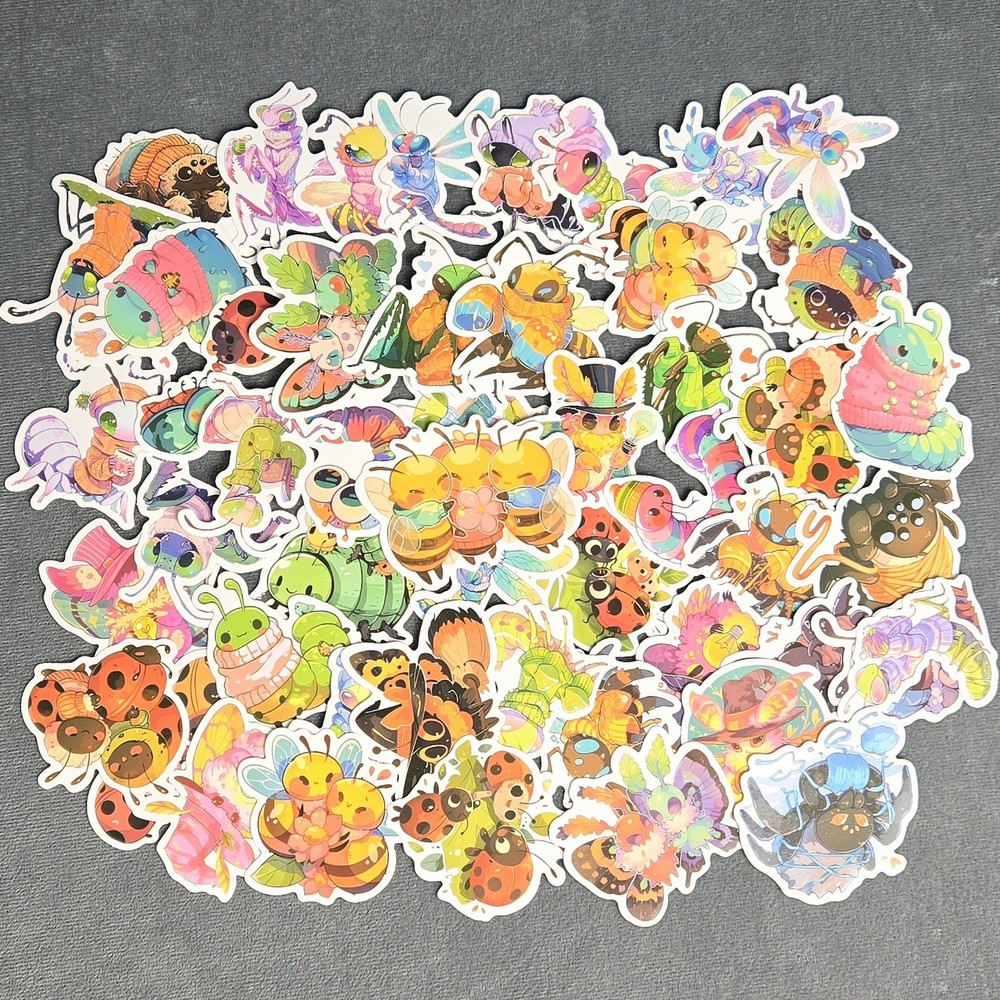 Cute Colorful Cartoon Insect Bug Stickers – Set of 10 – Great for Arts & Crafts