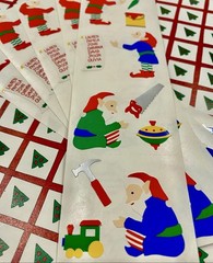 (1) Vintage 1993 Mrs. Grossman Christmas Working Elves 2×6 Sticker Strip
