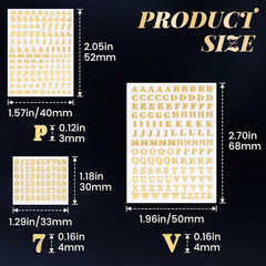 640Pcs Small Metal Letter Number Stickers, 3D Self-Adhesive Mini Letter Stickers