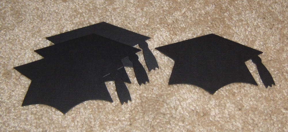 Graduation Hats ~ AccuCut Design. Lot of Four in Black Cardstock
