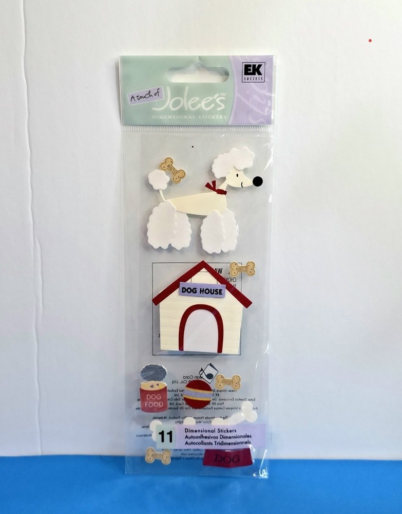 FREE SHIP Jolee’s POODLE DOG BOWL BONES DOGHOUSE Scrapbook Sticker FOOD BALL