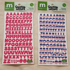 NEW Lot 7 Sets MM Creative Letters Numbers Red Pink Blue Stars & Stripes 7/16″-C