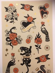 Stickii Club sticker sheet Roses Snakes Hearts Panther Hands Gold