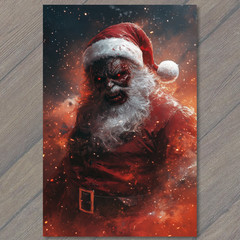 STICKER Evil Santa Glowing Eyes Fire Beard Monster Christmas Dark Horror Red S