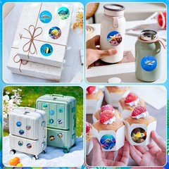 1200Pcs Round Ocean Stickers Roll – 16 Fun Designs for Scrapbooking & Crafts