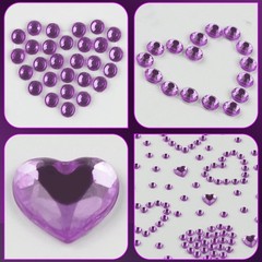 SeBneny Face Gems Stickers 3 Sheets Heart Purple