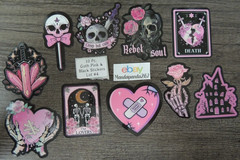 Goth – Pink & Black – Stickers – 10 PCs – 5 styles available! See Description