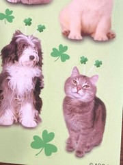 1 Sheet AGC Dogs Cats Pets Leprechaun Stickers St Patricks Ireland Clover Luck