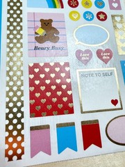 Vintage Mrs Grossman’s Large Sticker Sheet Rainbows Bears Planner Shiny Gold