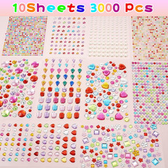 3000 PCS Gem Stickers – Self Adhesive Rhinestones for Crafts & DIY Projects