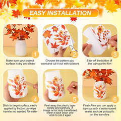 16 Sheets Fall Thanksgiving Rub on Transfers for Crafts and Furniture Maple Leaf