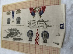 slow stitch junk journal kit Vintage Lace Fabrics Buttons Red White Blue Crafts
