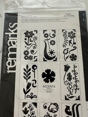 American Craft Remarks Decorative Sticker Bk Black Accent Bk 2 Flower Vine 50+PC