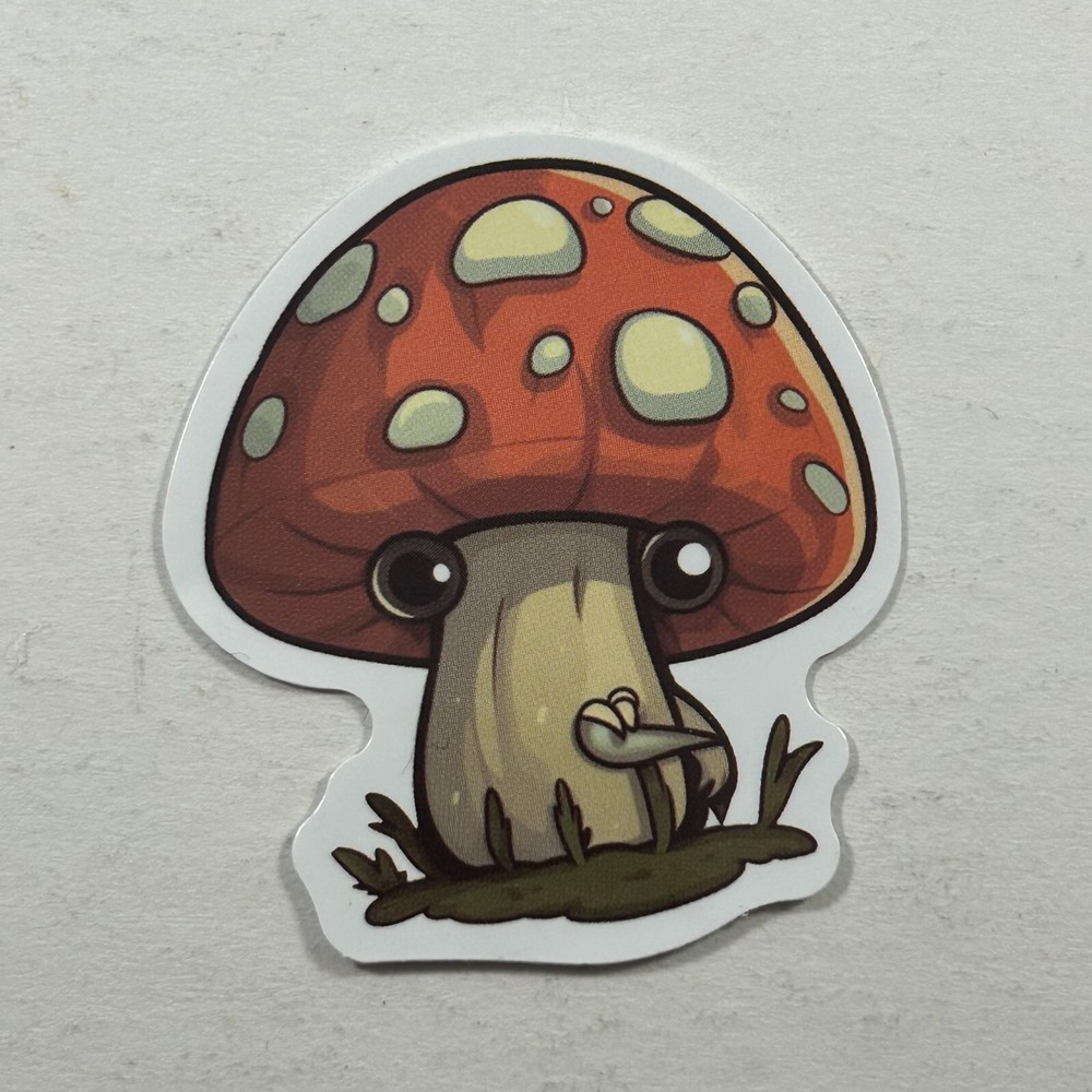 Die Cut Sticker Red-Brown Mushroom Mycology Nature Earth Tones