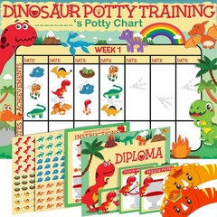 Dinosaur Potty Training Chart for Toddlers, 194 Stickers, Reward Set