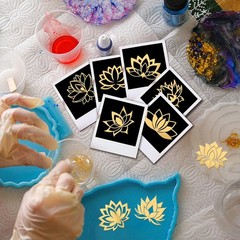 OLYCRAFT 1.6″ Golden Lotus Metal Stickers 9Pcs
