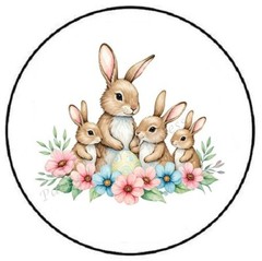 EASTER BUNNY MOM AND BABIES ENVELOPE SEALS LABELS STICKERS PARTY FAVORS