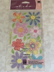 STICKO STICKERS COLORFUL PASTEL FLOWERS MULTI-COLOR 24PCS
