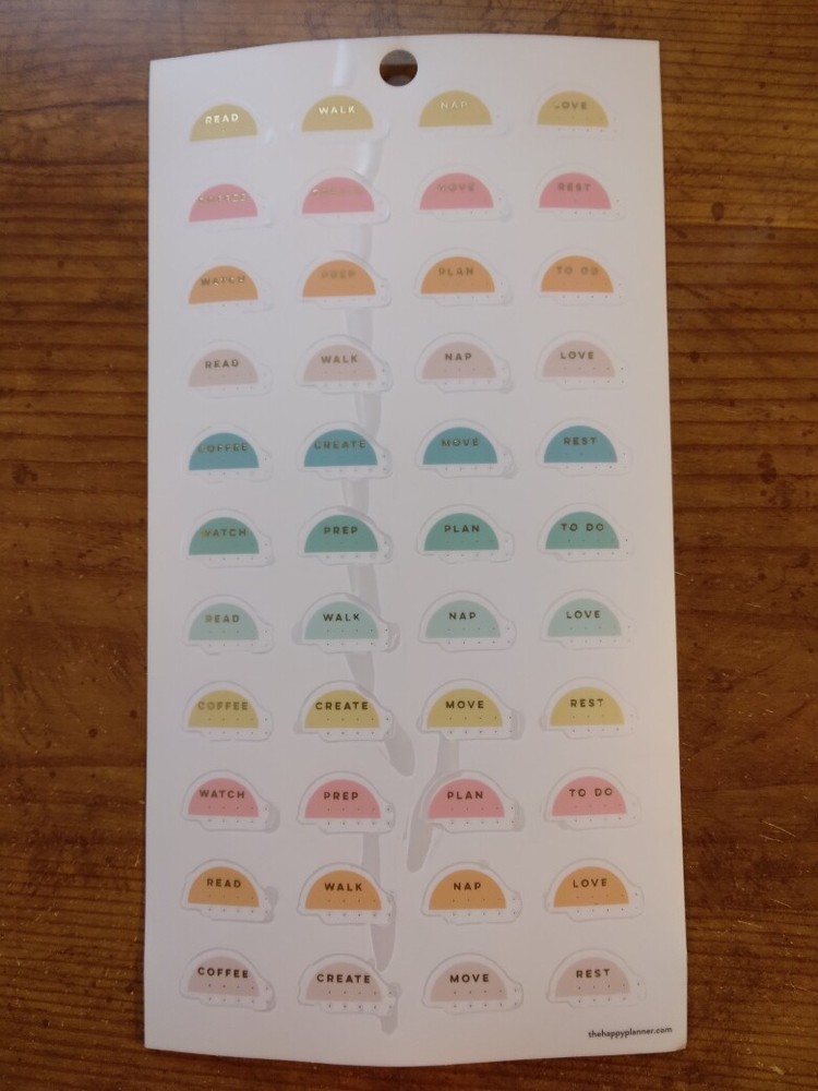 Happy Planner 44 dome shape Read Coffee Watch Walk stickers MAMBI 267433