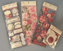 NEW Anna Griffin Fleur Rouge Collection Lot 3D Stickers + Titles, Tags & Quotes