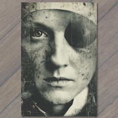 STICKER Haunted Eyepatch Portrait Gothic Monochrome Eerie Woman Face