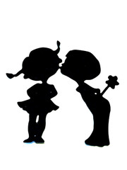 ADORABLE! LITTLE BOYS & LITTLE GIRLS IN «PUPPY LOVE!» SILHOUETTE DIE CUT/ CUTS