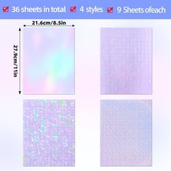 36 Sheets Holographic Laminate Sheets Clear Self Adhesive Sticker Paper | Transp